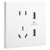 爱游戏开关插座 淳逸 玉兰白 带二三插USB充电插座 五孔带USB插座