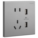 爱游戏开关插座 淳逸 深砂银 带二三插USB充电插座 五孔带USB插座