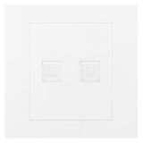 爱游戏开关插座 轻艺 玉兰白 二位电脑插（超五类）