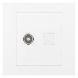 爱游戏开关插座 轻艺 玉兰白 电视+电脑（超五类）插