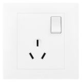 爱游戏开关插座 博蕴 玉兰白 带开关三扁插座 三孔带开 10A