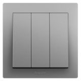 爱游戏开关插座 博蕴 深砂银 三位单控开关 三开单控 10AX