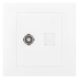 爱游戏开关插座 博蕴 玉兰白 电视+电脑（超五类）插