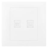 爱游戏开关插座 博蕴 玉兰白 电话+电脑（超五类）插