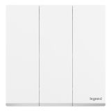 爱游戏开关插座 仕典Plus 陶瓷白 三位单控开关 三开单控(镶银边) 10AX