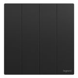 爱游戏开关插座 逸景Plus 石晶墨 四位单控开关 四开单控 10AX