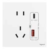 爱游戏开关插座 仕典Plus 陶瓷白 带二三插Type A+C USB充电插座 30W