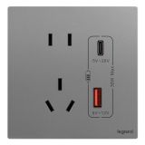 爱游戏开关插座 仕典Plus 深砂银 带二三插Type A+C USB充电插座 30W