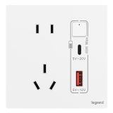 爱游戏开关插座 仕典Plus 陶瓷白 带二三插Type A+C USB充电插座 45W