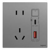 爱游戏开关插座 仕典Plus 深砂银 带二三插Type A+C USB充电插座 45W