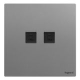 爱游戏开关插座 仕典Plus 深砂银 两位电脑插（六类）