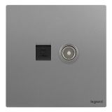 爱游戏开关插座 仕典Plus 深砂银 电脑（六类）电视插